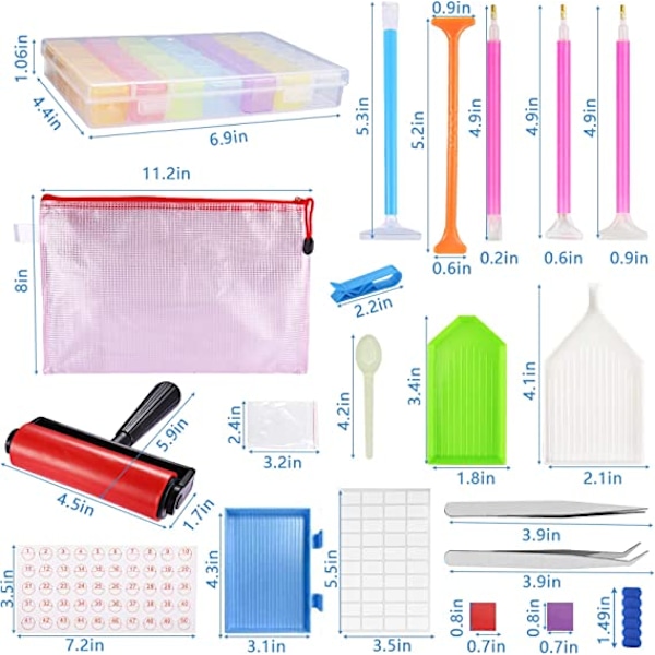 Diamantmaling Tilbehørsett, 91 stykker DIY, 5D-