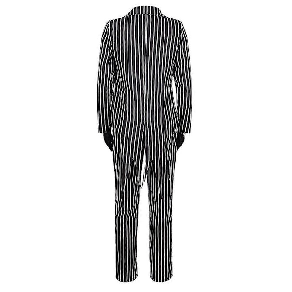 Jack Skellington Halloween Kostumesæt til mænd - Stribet jakkesæt udklædning [GPA] M
