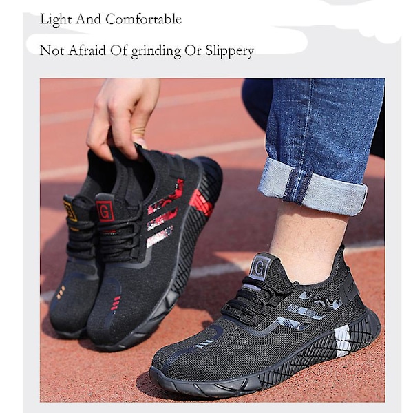 Lette, punkteringsresistente sikkerhedssko til mænd Sneakers 3C3019 BlackRed BlackRed 39