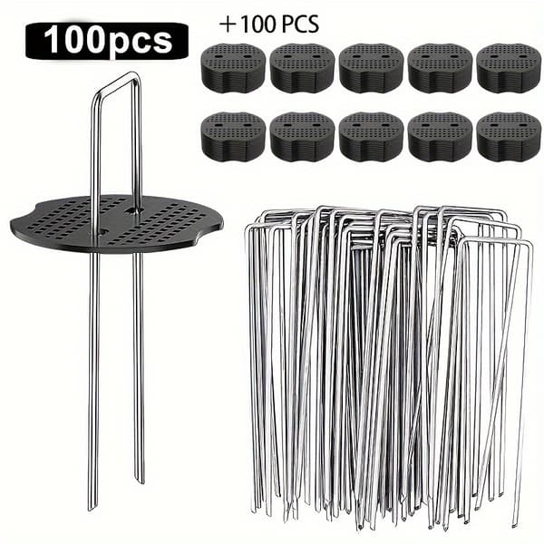 200-pack galvaniserade U-formade tältpinnar med brickor 200Pcs