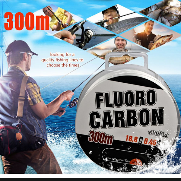300M Fluorkarbon Fiskeline Stærk Tråd DIA.-0.35MM Dia.-0.35mm
