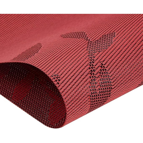 Set med 6 st placemattor (röda blad) PVC halkfria tvättbara värmebeständiga