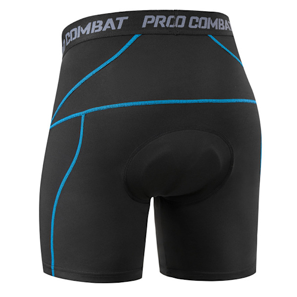 Herrcykelbukser 3D-polstrede MTB cykelbukser åndbare Sort-Blå Black-Blue 2XL