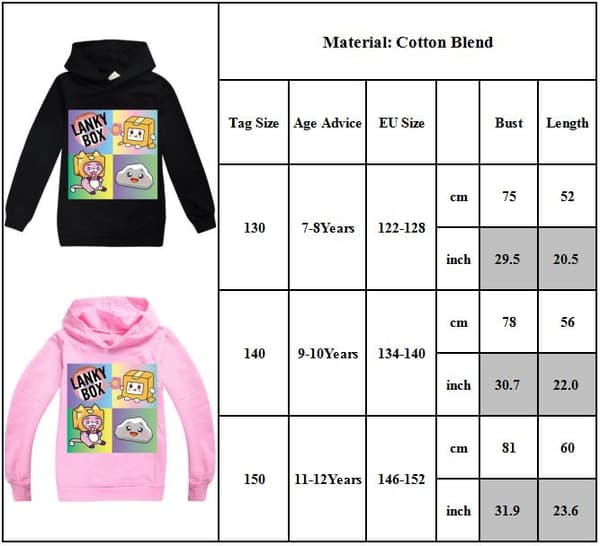 LANKYBOX Barn 3D Print Hettegenser Pullover Sweatshirts med lomme Rosa Pink 150cm