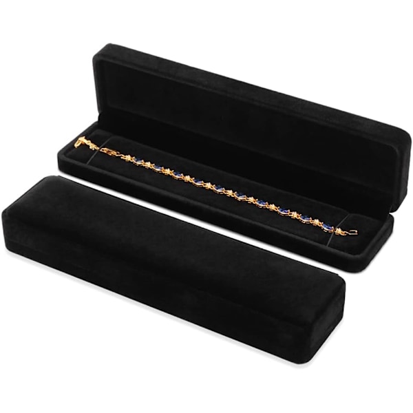 Set med 2 Klassiska Sammetshalsbandskedja Armband Displayfodral Smyckesgåvoask 8,7x1,6x2 tum