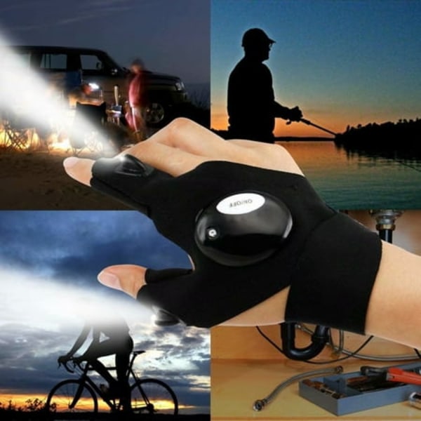 2 par LED Lommelygte-handsker i mørket, reparation belysning Fingerlys Vinter Udendørs Natfiskeri Halvfingerhandsker