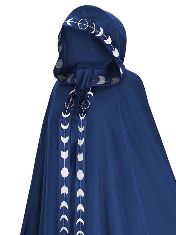 Hætteklædt kappe til voksne Middelalder Renæssance Cosplay Kostume til Halloween og Rollespil L Blue