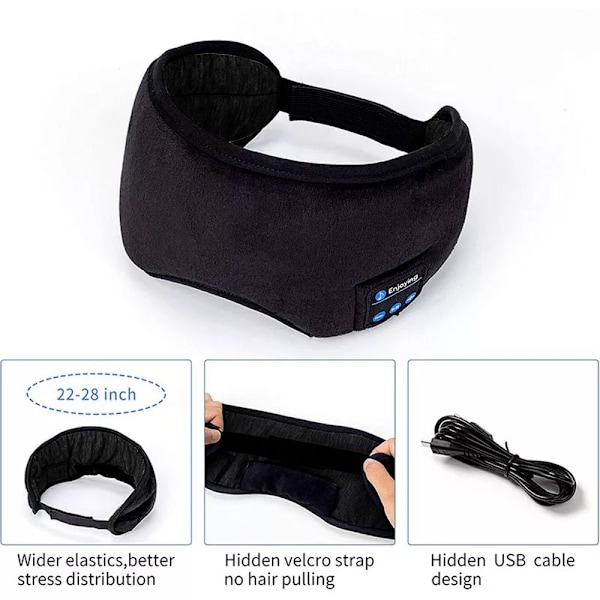 Langaton Bluetooth-stereonauhakkuiset kuulokkeet, unimaski, harmaa gray