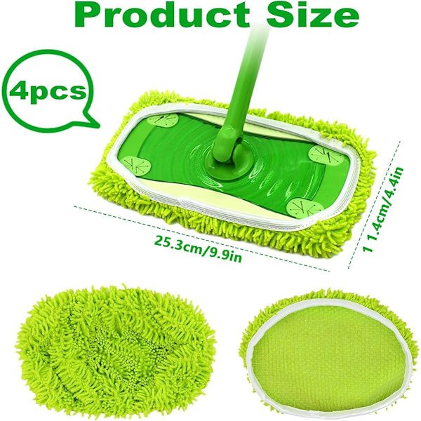 Gjenbrukbare vaskbare mikrofibermoppeputer for Swiffer Sweeper våtmopprefill