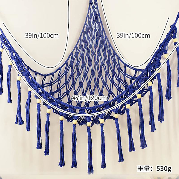 Boho Opbevaringsnet til Udstoppede Dyr (Ekstra Stor) og Plyslegetøj Hængekøje [GPA] Blue 100*100*120