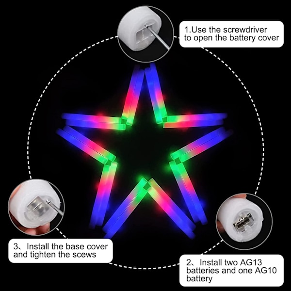 50 stk. LED Skum Glow Sticks Lys Sticks Glow Party Tilbehør 3 Tilstande Blinkende 50 stk.