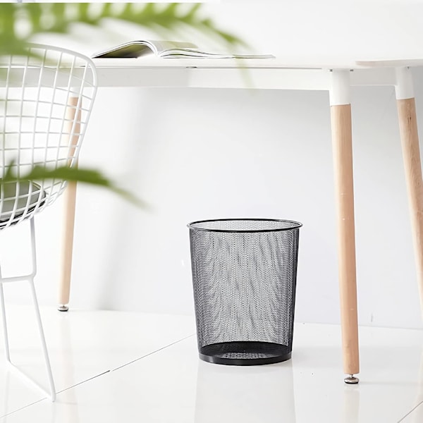 Rund mesh-papperskorg, förtjockad rostfri mesh