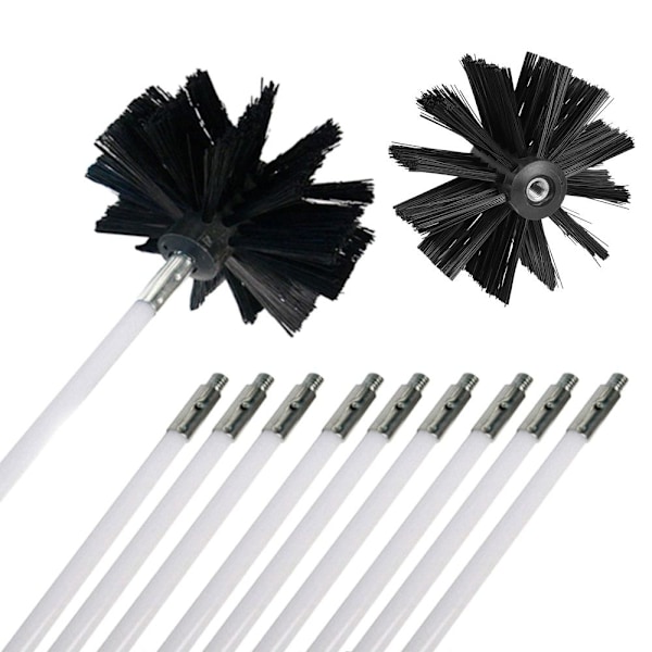Børstetilbehør Skorstensrenser 9X STÆNGER OG 1X BØRSTE 9xRods and 1xBrush