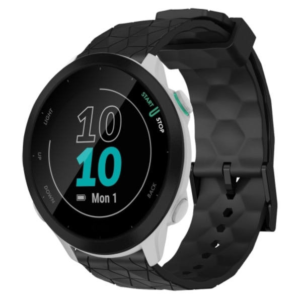 För Garmin Forerunner 55 20 mm jalkapallokuvioinen yksivärinen kello Black