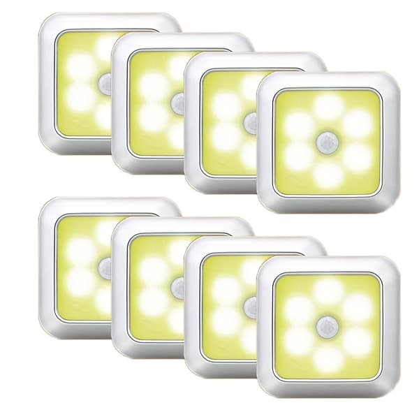 LED Bevægelsessensorlamper Batteridrevne Udendørs Indendørs Væglampe til Trappe Skab Gang Warm Light 4pcs