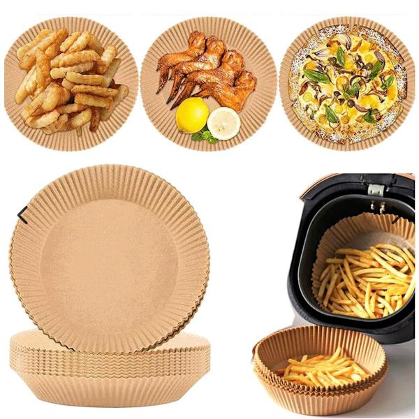 100-pack 16 cm bakplåtspappersformar för airfryer, engångs