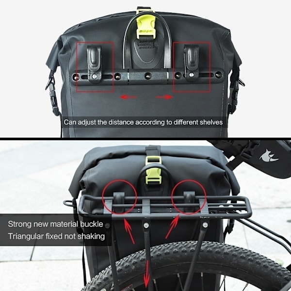 25L Pyörän vedenpitävä laukku Takalaukku Pyöräilytarvikkeet black/green