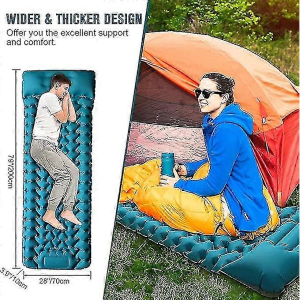Selvoppblåsende campingmadrass: Tykk lett enkel luftmadrass med stropper for dobbel campingmatte [GPA]