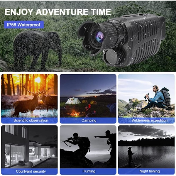 Natkikker, R7 Digitalt Nattesynudstyr 1080P Full HD Udendørs Infrarød Monokular til Fuglekiggeri, Jagt, Camping, Rejser