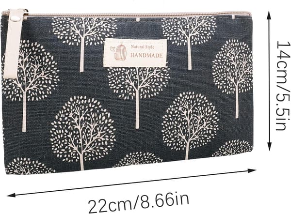 Set med 3 kosmetikväskor i canvas, tryckt sminkväska med dragkedja