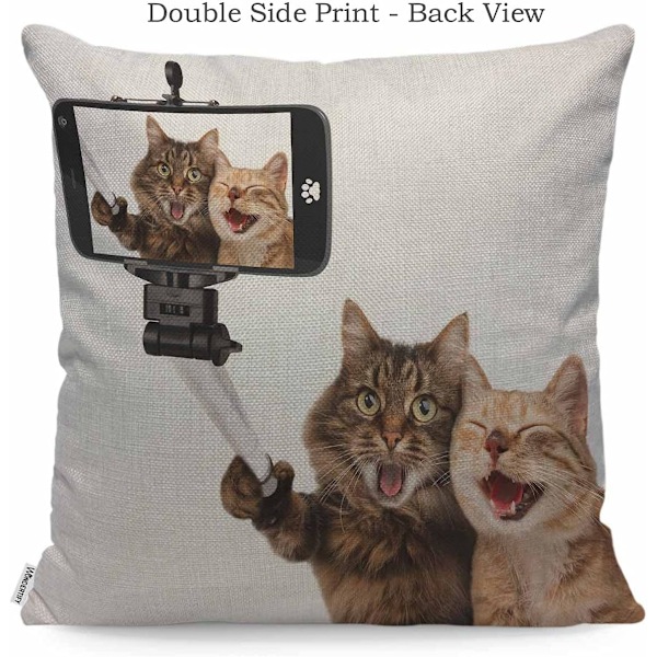 Katter som tar en selfie putetrekk putevar for sofa hjem dekor brun hvit...