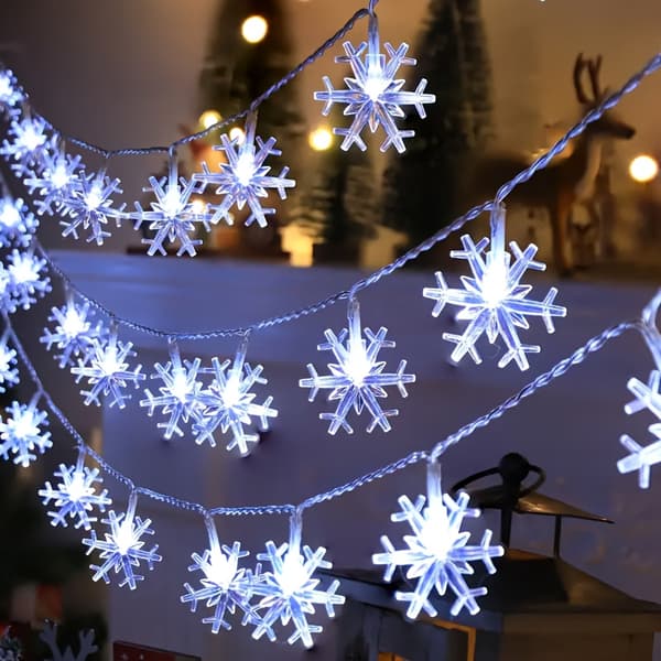 Julesnøfnugg-lyslenke for julebord og romdekorasjon Warm Light 6m-40L