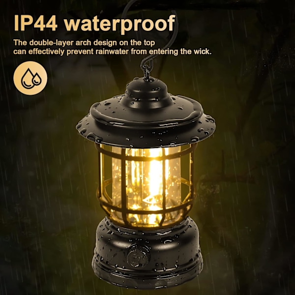 LED-campinglampa USB-uppladdningsbar vintage dimbar varmvit