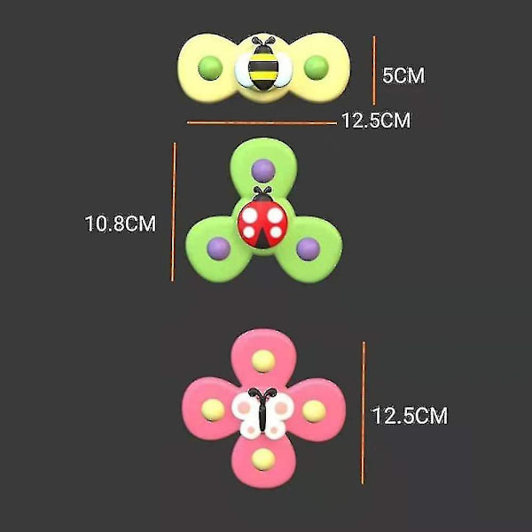 3-pack fidget spinner med sugpropp för barn – färgglad snurrleksak