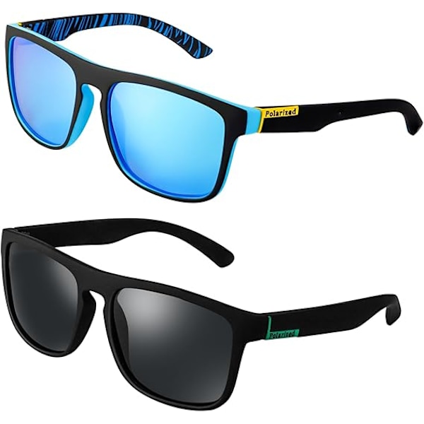 2-pack Solglasögon för Män, UV400 Skydd Polariserande Solglasögon Retro Solglasögon Utomhus Sport Golf
