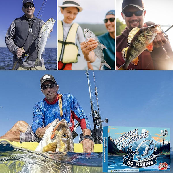 Adventskalender för fiskeutrustning, 2024 Adventskalender för fiske | Kalender Fiske Jul Nedräkning, Jul Nedräkning Kalender