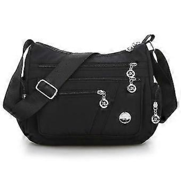 Dame Skuldertasker Vandtæt Taske Messenger Taske Stor Kapacitet Taske Multi Lomme Crossbody Taske (Sort)[GP]