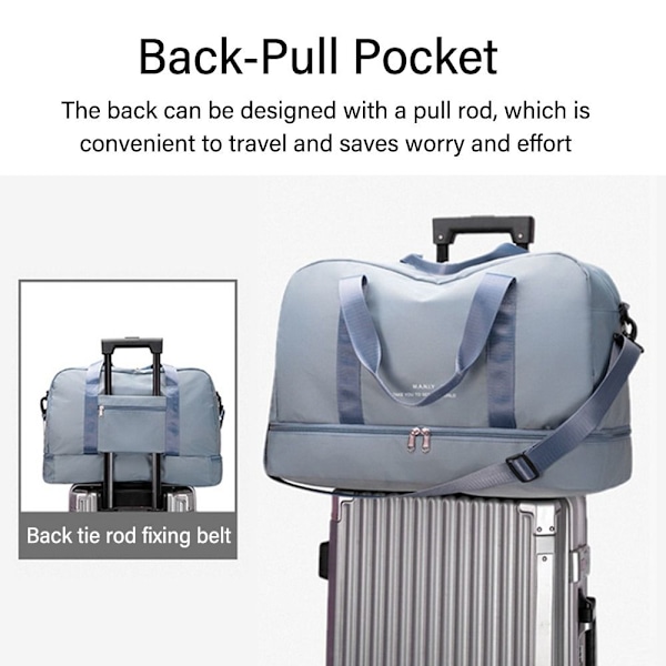 Weekendbag for kvinner, kabinveske, GRÅ Grey