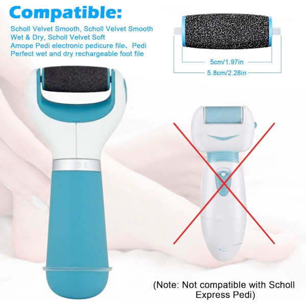 [10 stk] Reserve-ruller kompatible med Scholl Velvet Smooth, 3 typer af grovhed, pimpsten refill elektrisk fodfil, til elektrisk fod