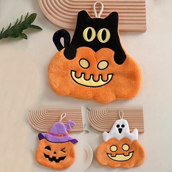 Halloween Pumpa Hängande Handdukar för Kök och Badrum Festlig Inredning Style3