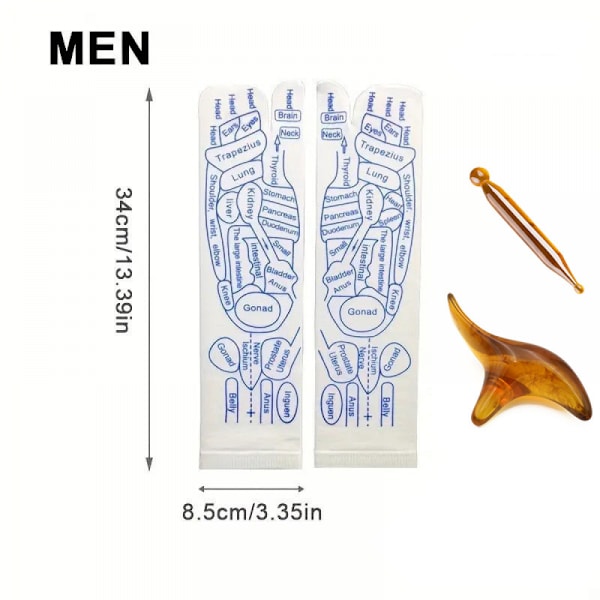 Reflexologiske sokker med værktøj til kvinder og mænd, smertelindrende akupunktursokker til fodmassage smertelindring, forbedre cirkulationen For Men