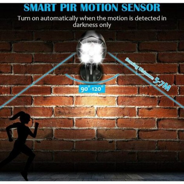 Utomhus Rörelsesensorlampa, IP65 Vattentät Batteridriven 600lm LED Spotlight, Rörelsesensor med Flexibelt Batteri för
