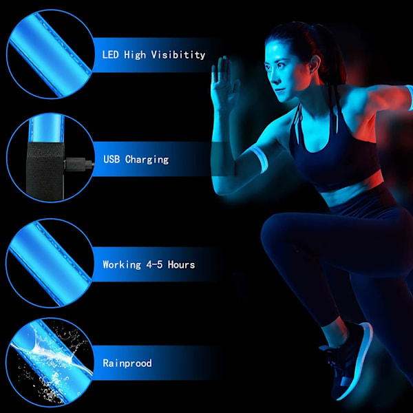 2 stk. USB-genopladelige belyste armbånd med oplyst håndled