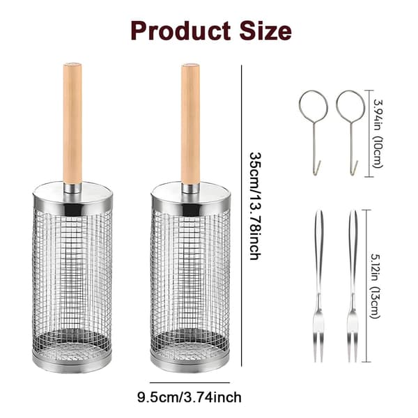 2-pack Rolling Grilling Basket | 304 Stainless Steel 35*20*9.5cm