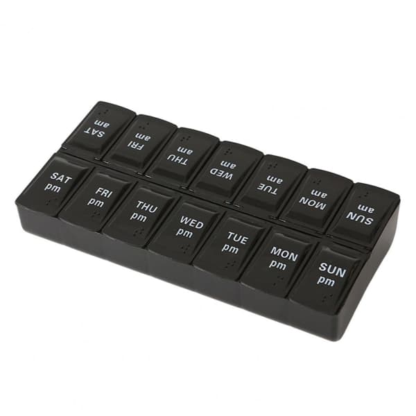 Practical and Durable Dosett Medicine Tablet Box - Black Black