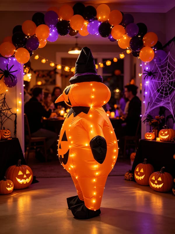 Halloween oppustelig græskar kostume voksen heksehat rollespil outfit til mænd Orange One-size