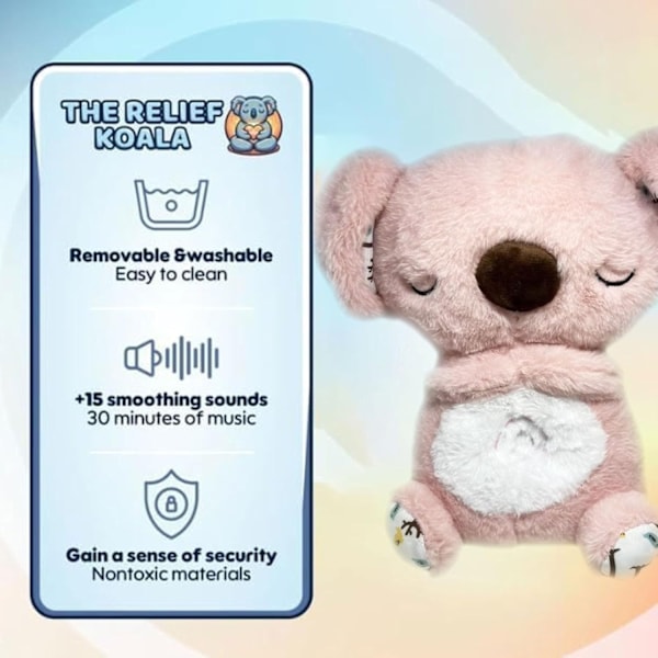 Lugnande Koalabjörn, Sovande Uttern, Ångestlindrande Koala, Andningsuttern, Bärbar Plyschleksak med Musik, Ljus och Rytmisk Andningsblinkning - Xin
