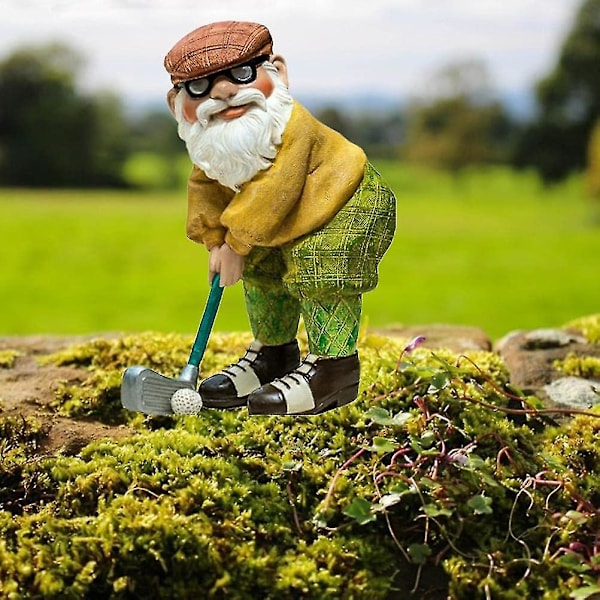 Utendørs Golfer Hagegnom Figur, Morsom Golf Hagegnom Statue, Polyresin, Farge, Nyhet Plenstatue Dekorasjon for Forhager