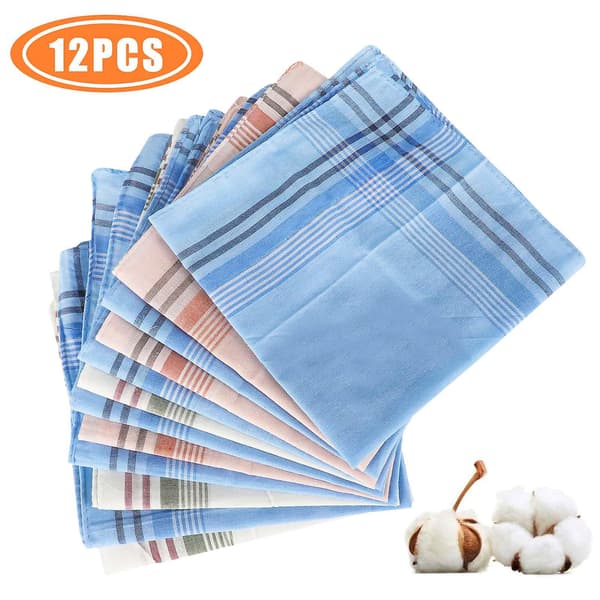 12 stk. Herrelommetørklæder, blødt 100% bomuldslommetørklæde