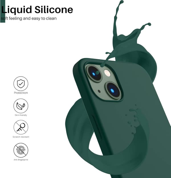 Flytande silikonfodral för iPhone 13 6.1\" - Slimmat skyddsfodral[GPA] Olive Green