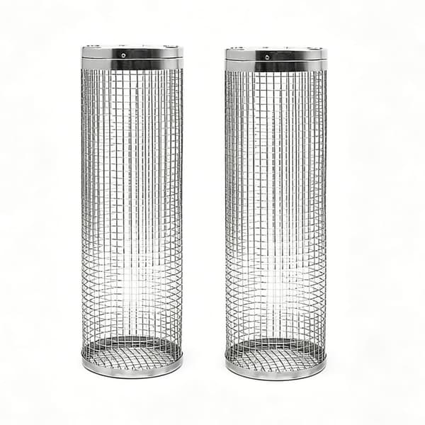 2 Pcs Rolling Grilling Baskets - Best Grilling Basket Ever, Round Stainless Steel Grill Net