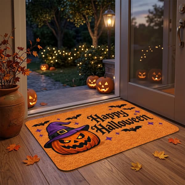 Halloween Græskar Dørmåtte til Indendørs og Udendørs Festlig Boligindretning 15.75x23.62in