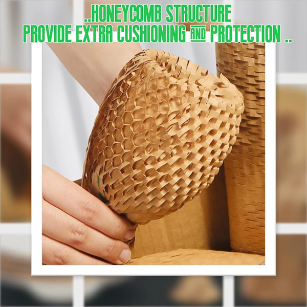Brun honeycomb papiremballasje, 30 cm x m biologisk nedbrytbar bobleplast, miljøvennlig...
