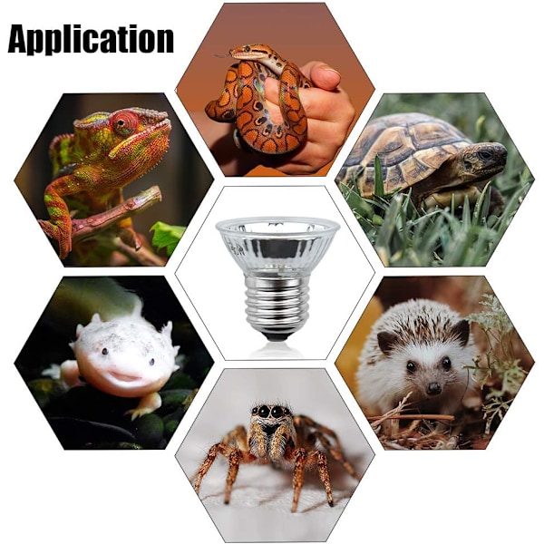 E27 50W Dæmpbar Reptilvarmelampe, UVA UVB Skildpaddelampe Fuld Spektrum Sollys til Reptiler og Padder Slange, 4 stk