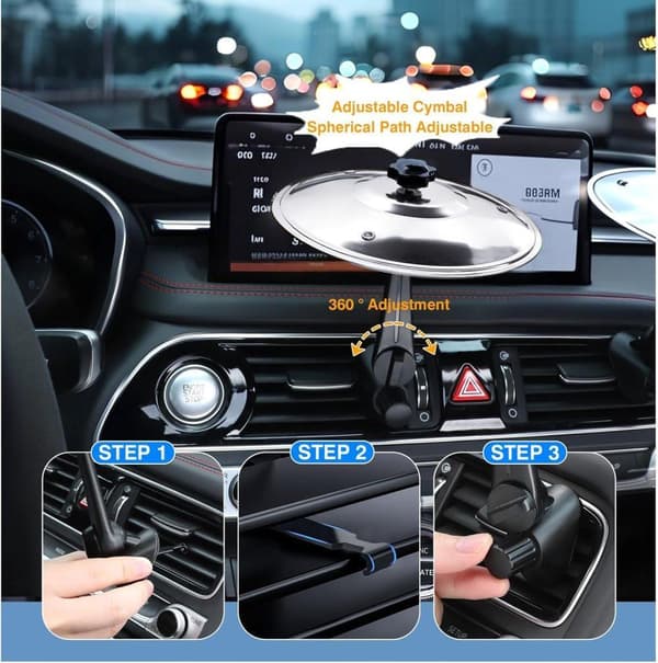 Car Drum & Car Cymbal – Air Vent Mount, 1/2-pack Gold/Silver, Fun Car Accessory Silver Silver 2 pcs
