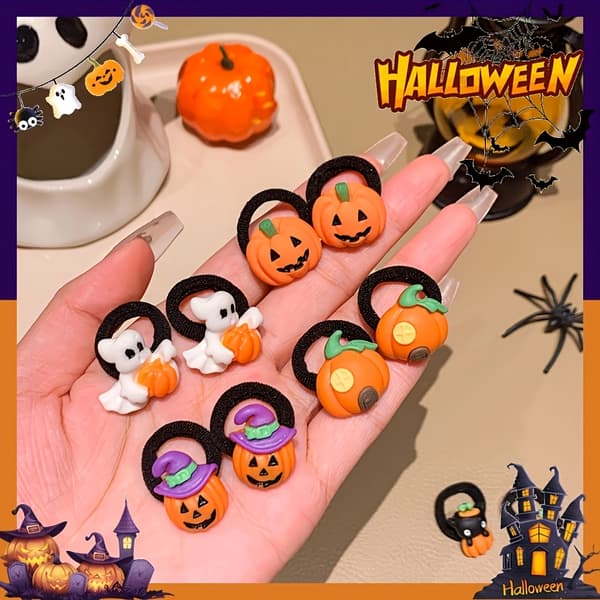 Halloweenhårband för flickor med pumpa- och häxhattsmönster, festpresenter Multi B (20pcs)